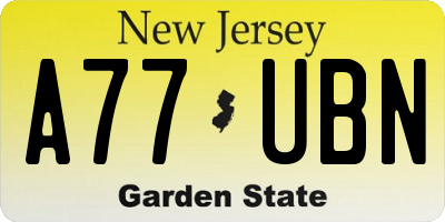 NJ license plate A77UBN