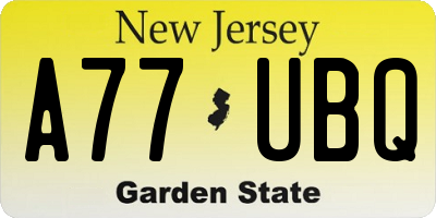 NJ license plate A77UBQ