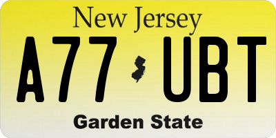 NJ license plate A77UBT