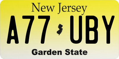 NJ license plate A77UBY