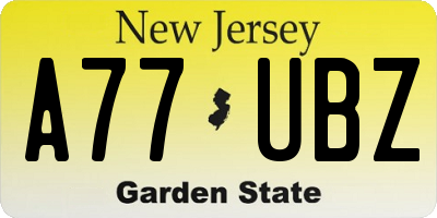 NJ license plate A77UBZ