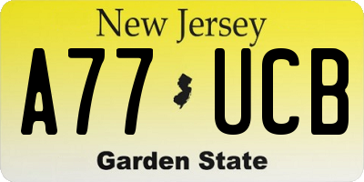 NJ license plate A77UCB