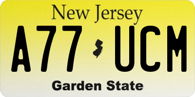 NJ license plate A77UCM