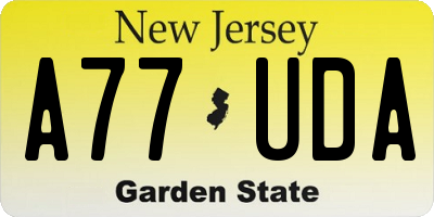 NJ license plate A77UDA