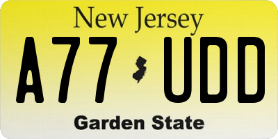 NJ license plate A77UDD