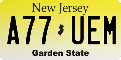 NJ license plate A77UEM