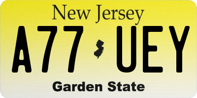 NJ license plate A77UEY