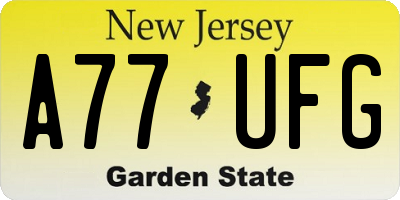 NJ license plate A77UFG