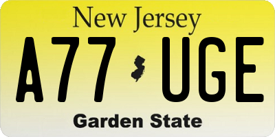 NJ license plate A77UGE