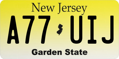 NJ license plate A77UIJ
