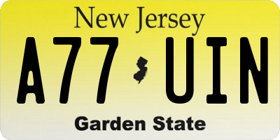 NJ license plate A77UIN