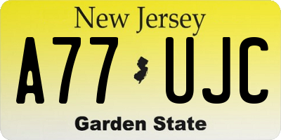 NJ license plate A77UJC