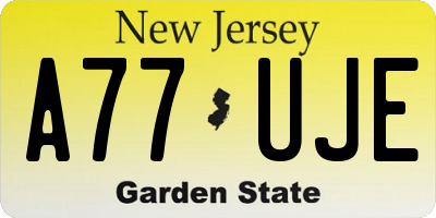 NJ license plate A77UJE