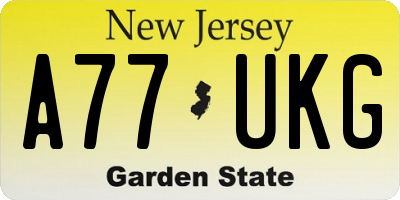 NJ license plate A77UKG