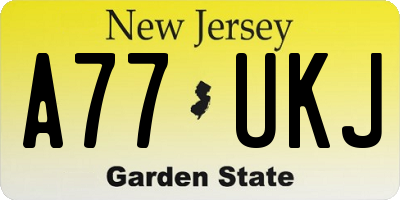 NJ license plate A77UKJ