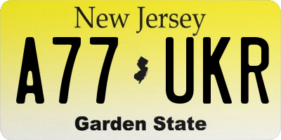 NJ license plate A77UKR