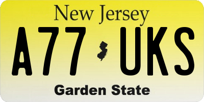 NJ license plate A77UKS