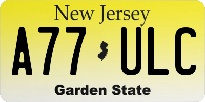 NJ license plate A77ULC