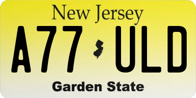 NJ license plate A77ULD