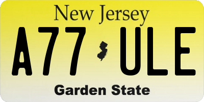 NJ license plate A77ULE