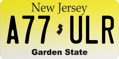 NJ license plate A77ULR
