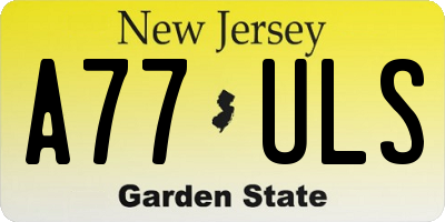 NJ license plate A77ULS