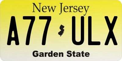 NJ license plate A77ULX