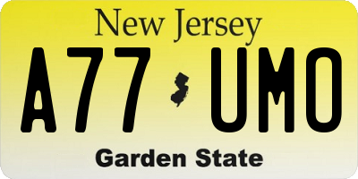 NJ license plate A77UMO