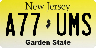 NJ license plate A77UMS