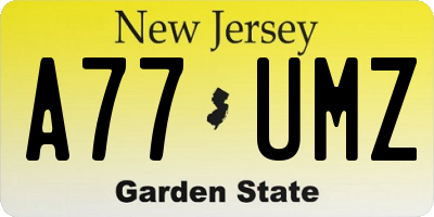 NJ license plate A77UMZ