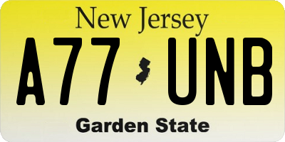 NJ license plate A77UNB