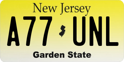 NJ license plate A77UNL
