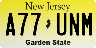 NJ license plate A77UNM