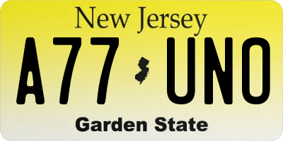 NJ license plate A77UNO