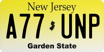 NJ license plate A77UNP