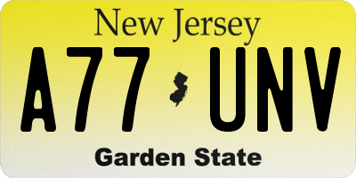 NJ license plate A77UNV