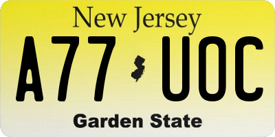 NJ license plate A77UOC