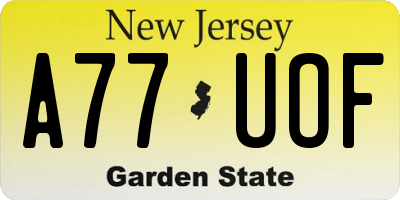NJ license plate A77UOF
