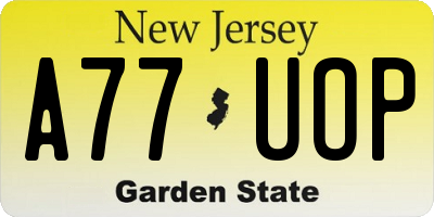 NJ license plate A77UOP