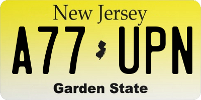 NJ license plate A77UPN