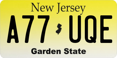 NJ license plate A77UQE