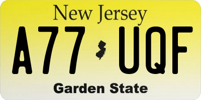 NJ license plate A77UQF
