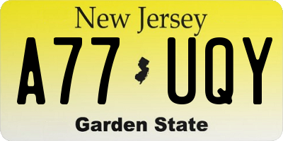 NJ license plate A77UQY