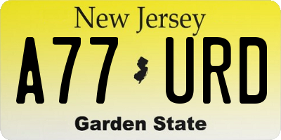 NJ license plate A77URD