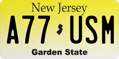 NJ license plate A77USM