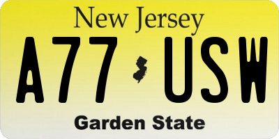 NJ license plate A77USW