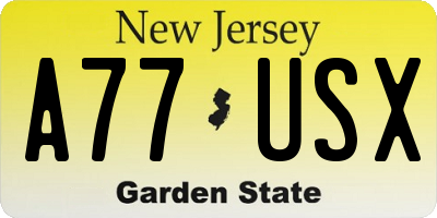 NJ license plate A77USX