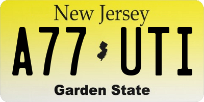 NJ license plate A77UTI