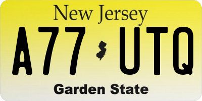 NJ license plate A77UTQ