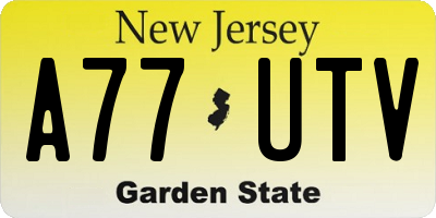 NJ license plate A77UTV
